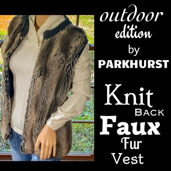 Parkhurst Jackets & Blazers - ▪️OUTDOOR EDITION BY PARKHURST▪️Black Knit Back Taupe Faux Fur Vest